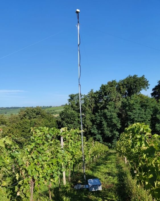 R-Wave Autonomous base station installed in a vineyard